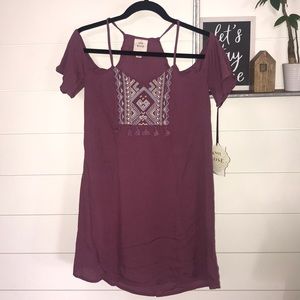 BOHO Embroidered Fringe off shoulder dress - XS